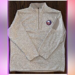 New YorK Islanders QuarteZip Pull/OV Jacket Fortune M-2XL Oatmeal ByAntigua-NWT